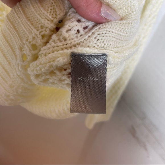 MARLED Cream Open Knit Turtleneck Sweater with Bell Sleeved L NWT - Picture 8 of 11